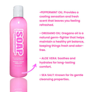 Peppermint and Oregano Feminine Wash for Balanced pH, Odor Elimination, Dry and Itchy Skin with Aloe Vera and Sea Salt